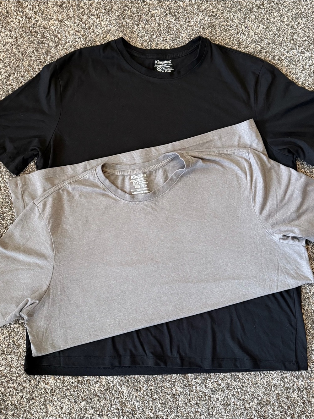 Kingsted XL T-Shirt Lot of 2 Black Gray Crew Neck Soft Cotton Blend Mens EUC